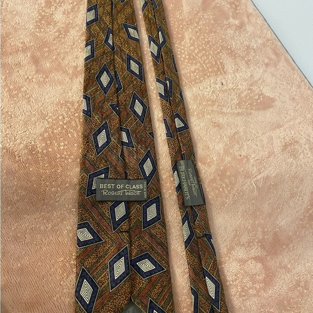 Robert Talbott Abstract Diamond Tie in Blue and Brown - Picture 5 of 10